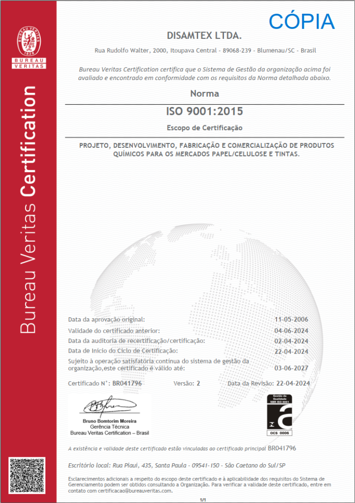 Certificado ISO 9001:2015